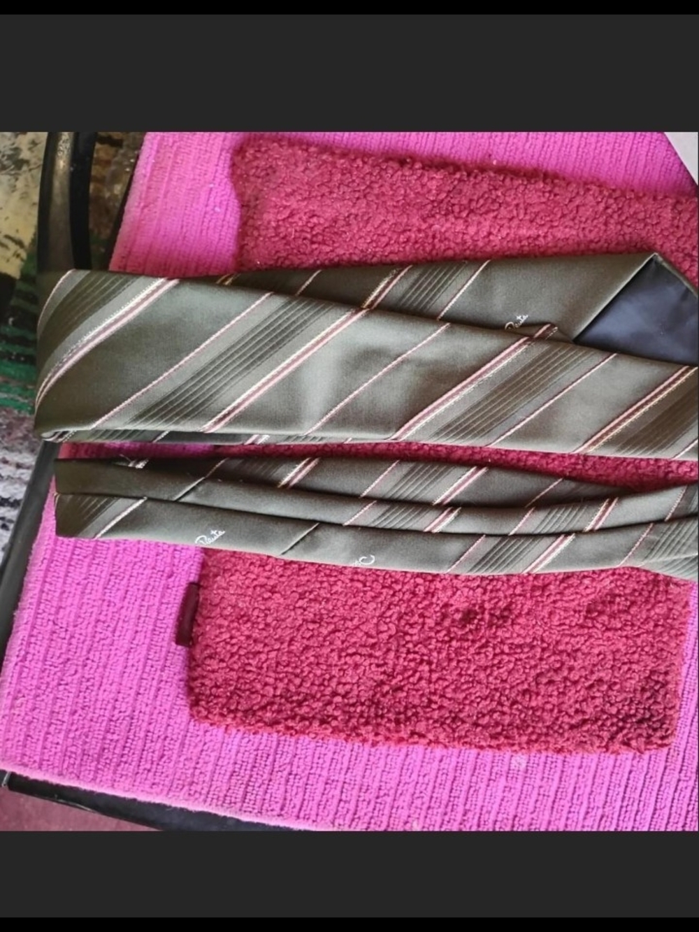 Classic Olive Green & Tan Striped Men's Tie